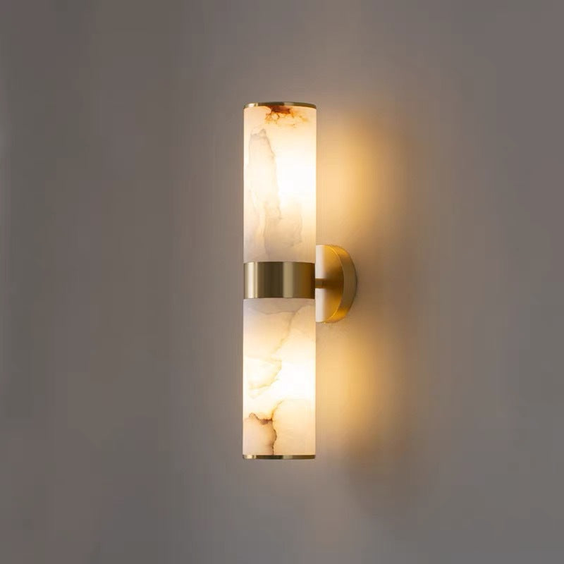 Moderne wandlamp van albast en metaal – zwart of goud 1