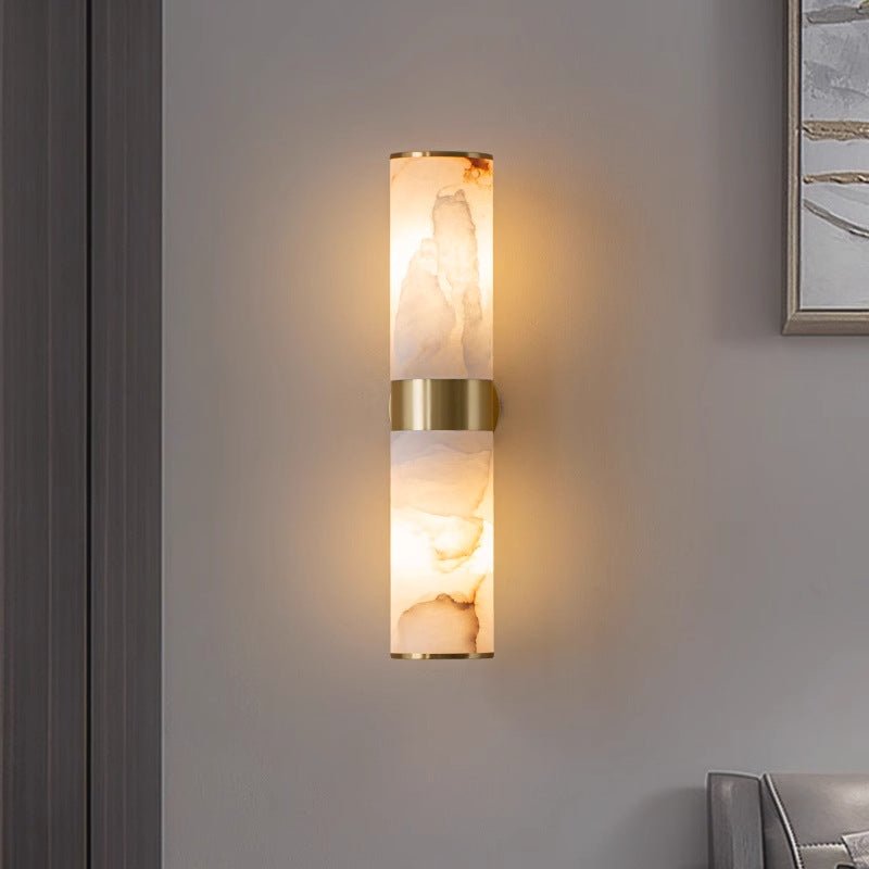 Moderne wandlamp van albast en metaal – zwart of goud 2
