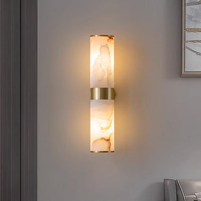 Moderne wandlamp van albast en metaal – zwart of goud 2
